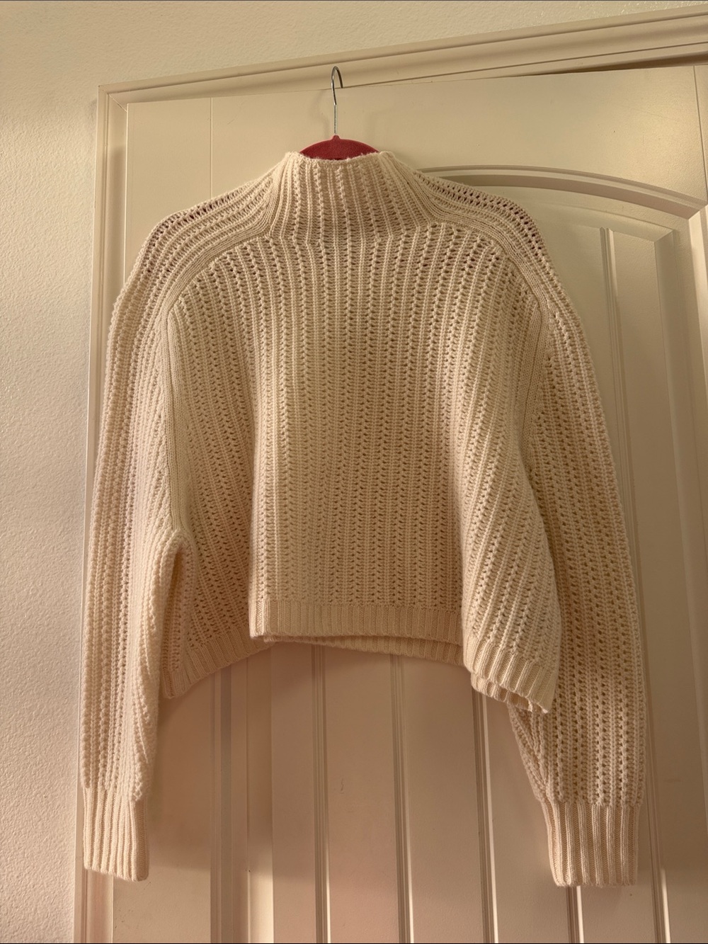 Madewell Cream Mock Neck Open Rib Knit Sweater
